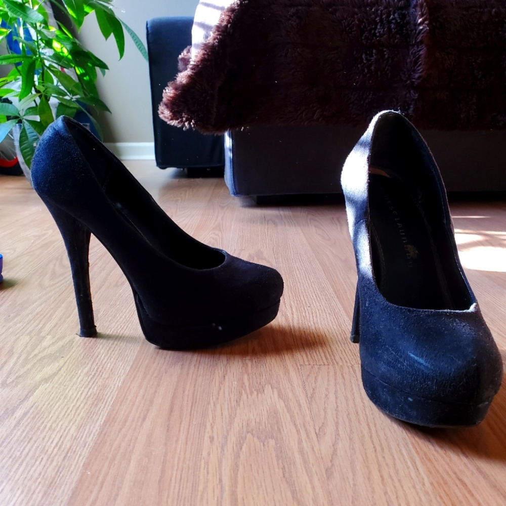 Chinese Laundry Black Platform Heels, Size 7